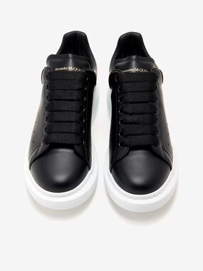 Alexander McQueen Black Leather Sneakers with White Sole